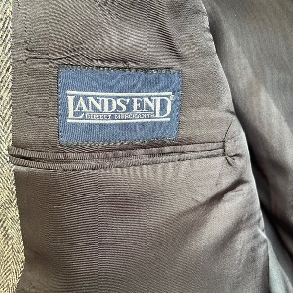 Lands' End Vintage Tweed Blazer Men's 42L Wool & Lambswool 2 Button USA Made - Picture 6 of 9